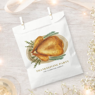 Sachets En Papier Aquarelle rôtie diner Thanksgiving