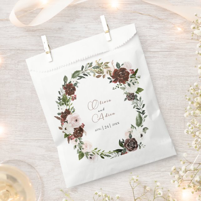 Sachets En Papier Aquarelle rustique Floral Mariage géométrique (Coupé)