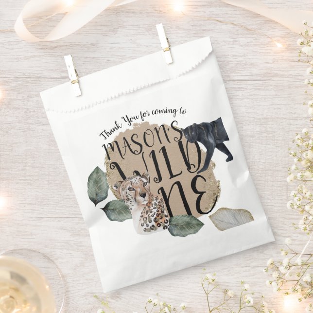 Sachets En Papier Aquarelle Safari Wild Un animal fête d'anniversair (Coupé)