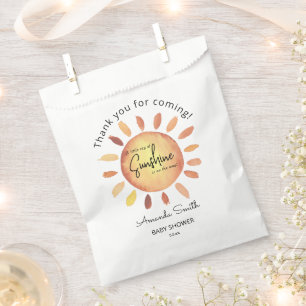 Sachets En Papier Aquarelle Soleil Jaune Heureux Merci Baby Shower