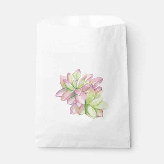 Sachets En Papier Aquarelle Succulent teinté rose (Devant)