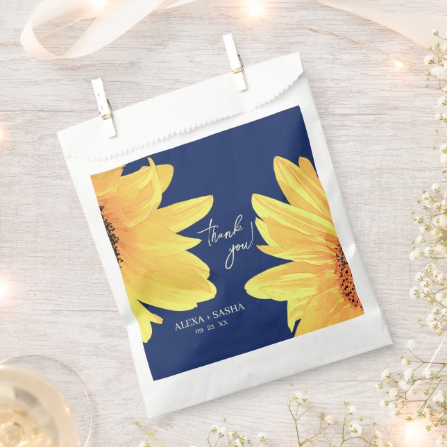 Sachets En Papier Aquarelle Sunflower bleu foncé (Coupé)