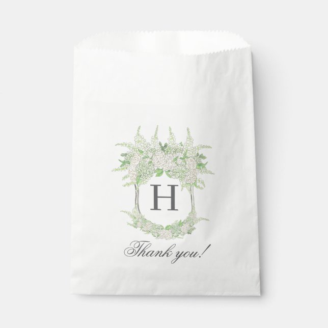 Sachets En Papier Aquarelle Vert et Blanc Hydrangea Crest (Devant)