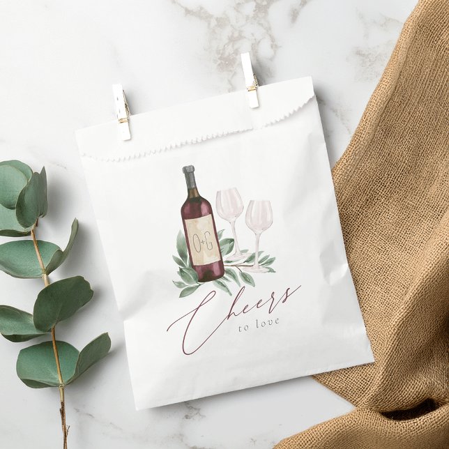 Sachets En Papier Aquarelle Vin Rouge Botanique Chefs à l'amour (Créateur téléchargé)