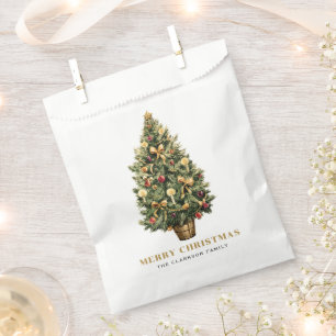 Sachets En Papier Aquarelle Vintage Arbre de Noël Or Noël