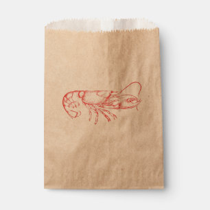 Sachets En Papier Aquarelle vintage - homard rouge