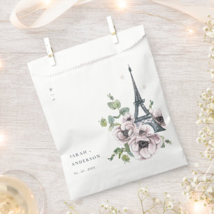 Sachets En Papier Aquarelle vintage Tour Eiffel Mariage Floral