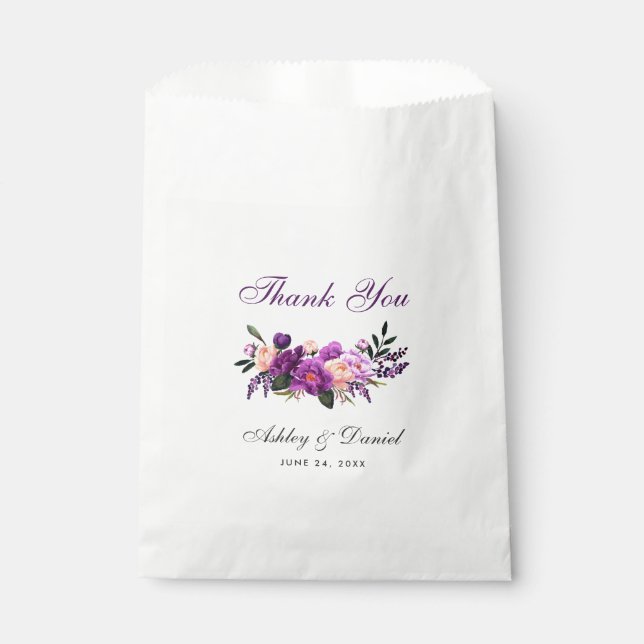 Sachets En Papier Aquarelle violet ultra violet Mariage de fleurs PS (Devant)