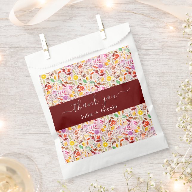 Sachets En Papier Aquarelles vives Fleurs de tulipe d'été Mariage (Coupé)