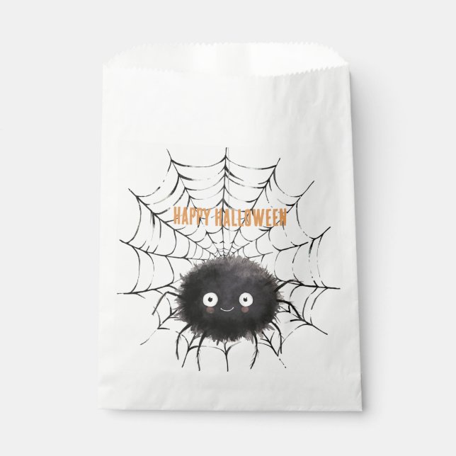 Sachets En Papier Araignée noire Halloween sur toile (Devant)