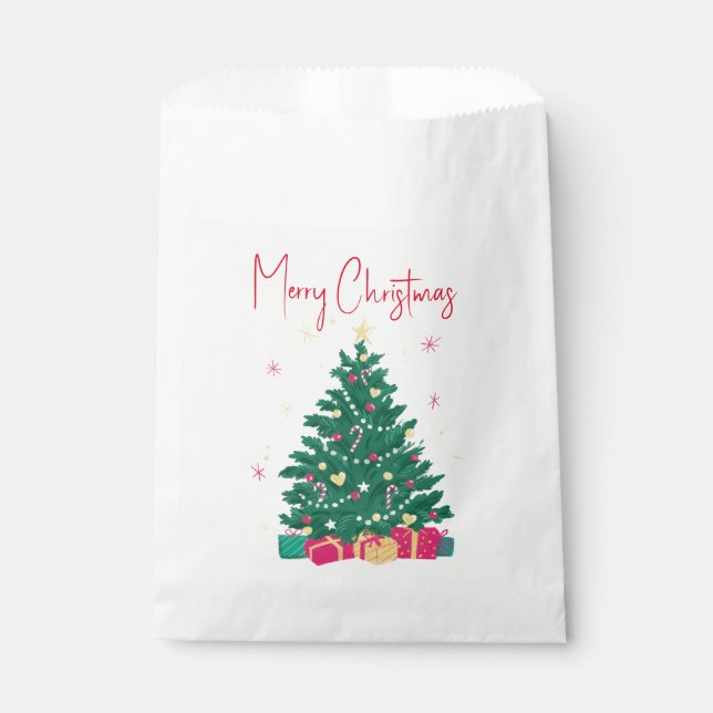 Sachets En Papier Arbre de Noël avec cadeaux (Devant)