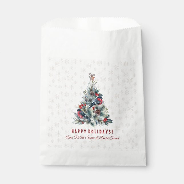 Sachets En Papier Arbre de Noël Berries voeux de vacances Monogramme (Devant)