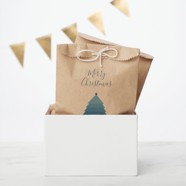 Sachets En Papier Arbre de Noël bleu Kraft (Fête)