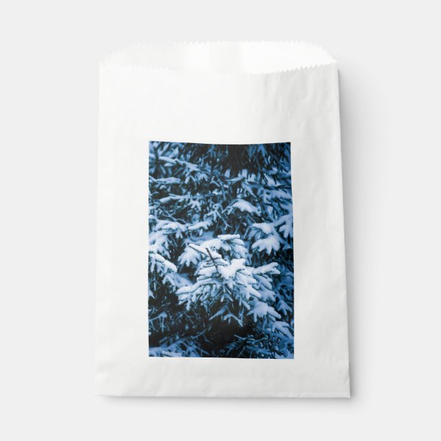 Sachets En Papier Arbre de Noël d'hiver enneigé (Devant)