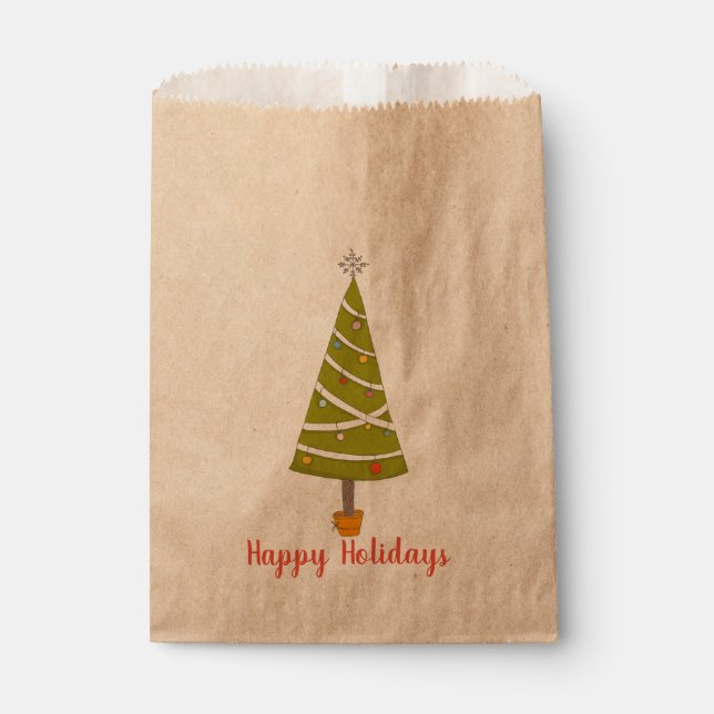 Sachets En Papier Arbre de Noël moderne personnalisable (Devant)