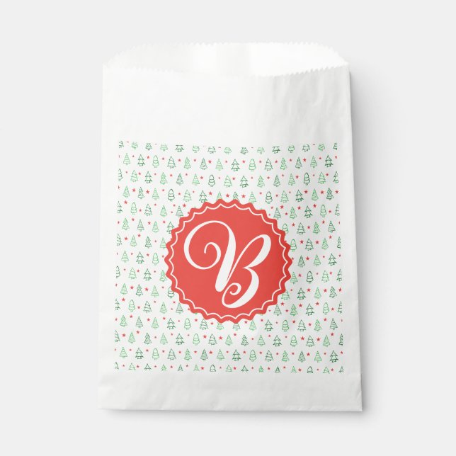 Sachets En Papier Arbre de Noël rouge et vert (Devant)