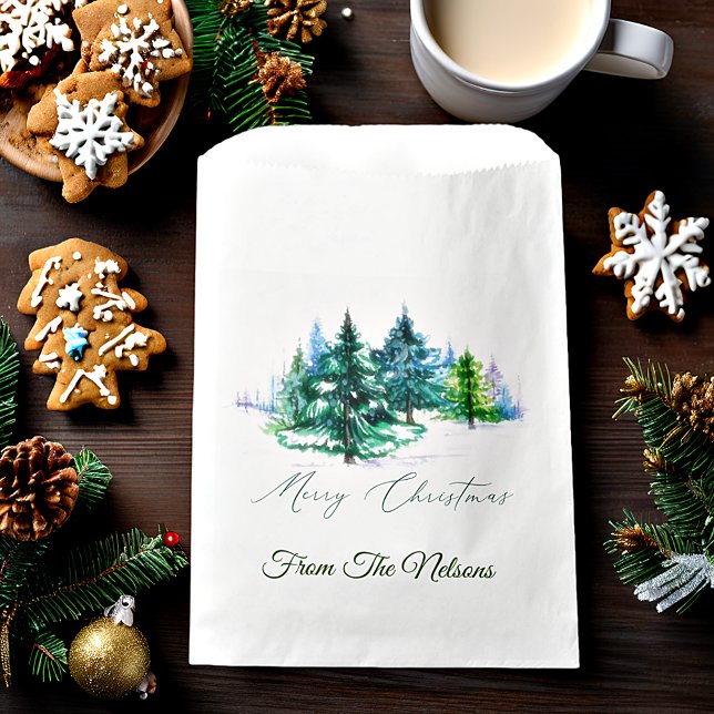 Sachets En Papier Arbres à l'aquarelle  (Créateur téléchargé)