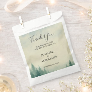 Sachets En Papier Arbres aquarelle rustiques forêt mariage remerciem