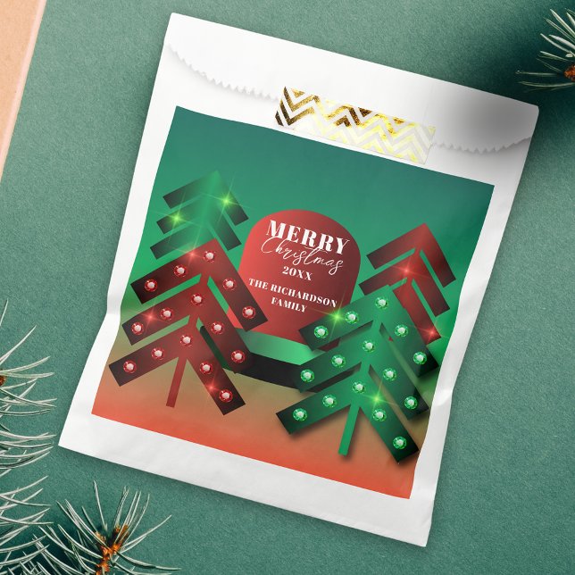 Sachets En Papier Arbres de Noël modernes, rouges et verts (Créateur téléchargé)