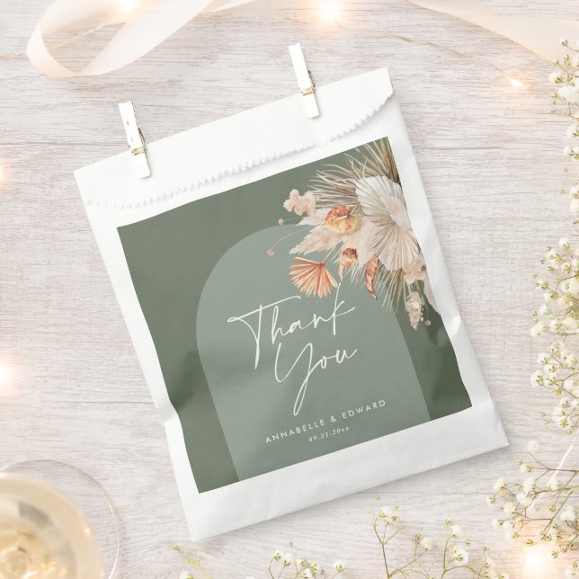 Sachets En Papier Arc botanique vert Sage moderne pampas herbe (Coupé)