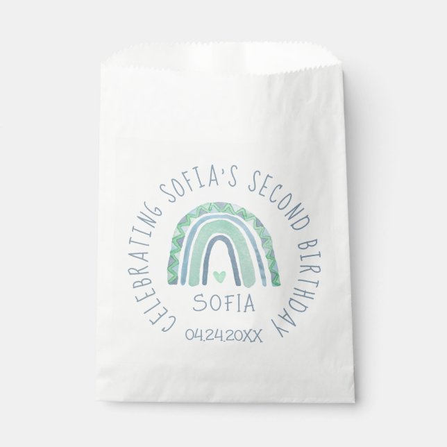 Sachets En Papier Arc-en-ciel bleu et vert à la menthe (Devant)