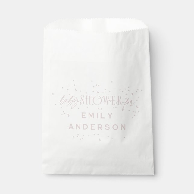 Sachets En Papier Arc en ciel rose moderne et étoiles Baby shower bl (Devant)