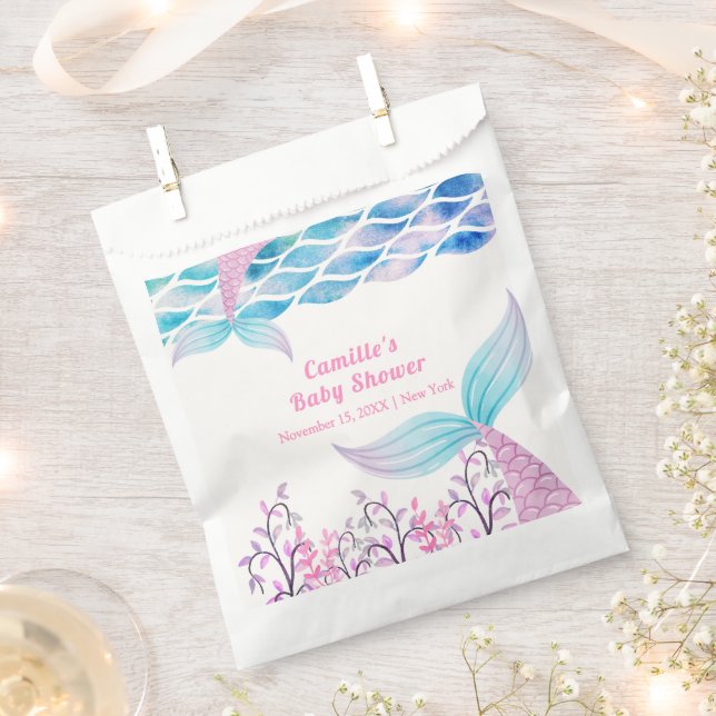 Sachets En Papier Arc-en-ciel sous la mer Mermaid Tail Baby shower (Coupé)