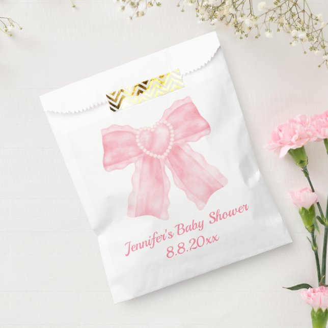 Sachets En Papier arc rose fille baby shower élégant tendance mignon (Scellé)