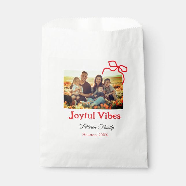 Sachets En Papier Arc rouge joyeuse Vibes ajouter nom de famille pho (Devant)