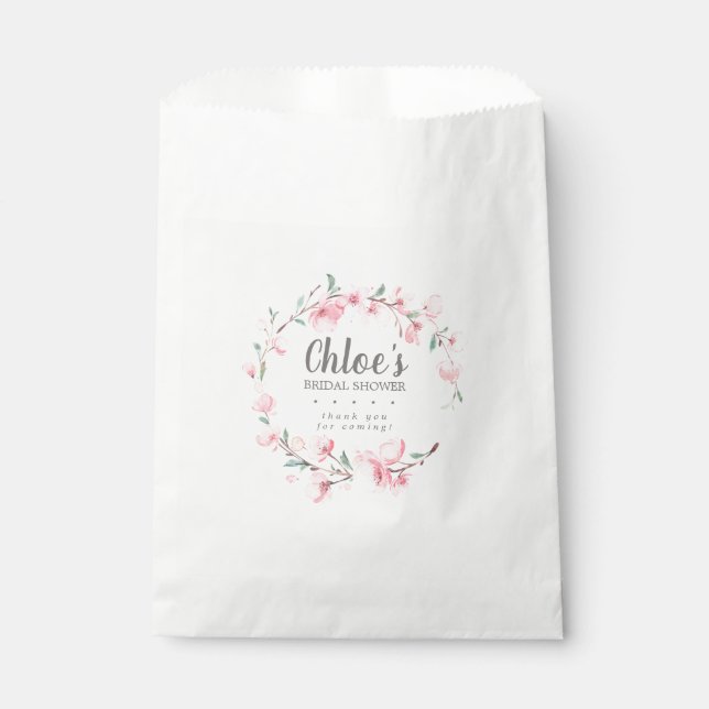 Sachets En Papier Arrosage de mariage floral rose poudré rustique (Devant)