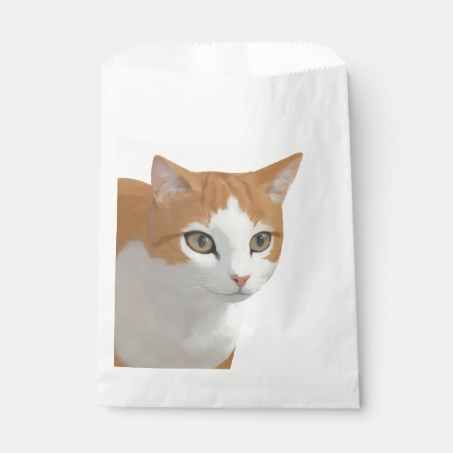 Sachets En Papier Art de chat roux adorable (Devant)