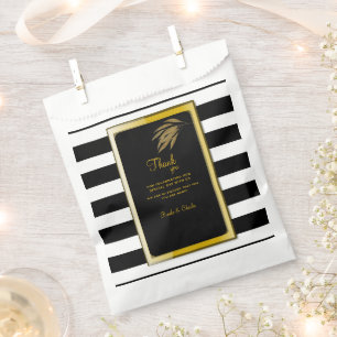 Sachets En Papier Art Déco Design Gold Rose Feuille Black Stripes
