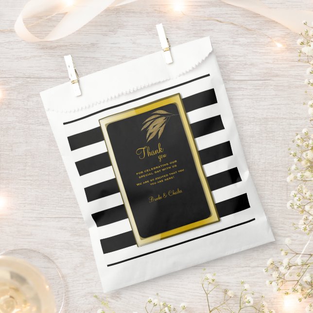 Sachets En Papier Art Déco Design Gold Rose Feuille Black Stripes (Coupé)