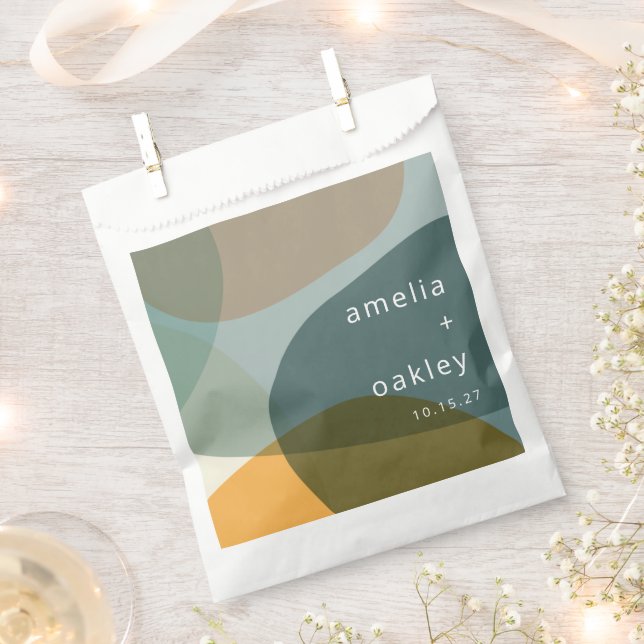 Sachets En Papier Art moderne Abstrait Vert Sage Turquoise Personnal (Coupé)