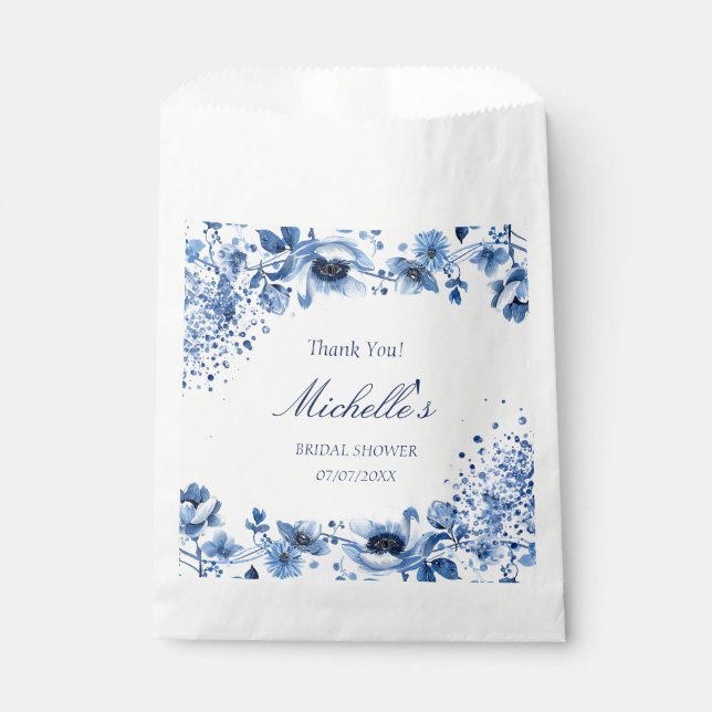 Sachets En Papier Asiatique Chinoiserie Bleu clair Floral Bridgerton (Devant)