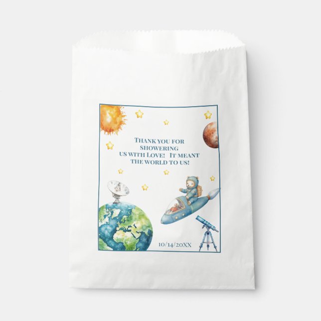 Sachets En Papier Astronaut Teddy Bear Baby Shower (Devant)
