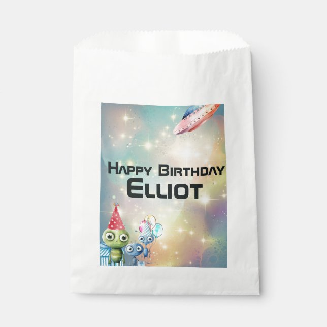 Sachets En Papier Attention Anniversaire intergalactique (Devant)