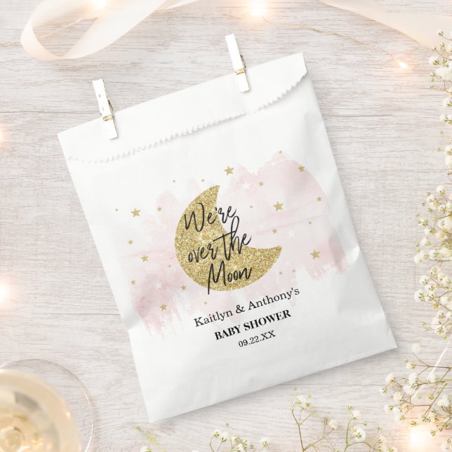 Sachets En Papier Au-Dessus De La Lune | Baby shower filles (Coupé)
