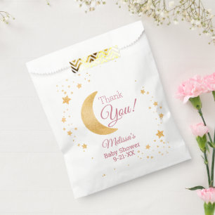 Sachets En Papier Au-dessus de la lune Merci rose Baby shower fille