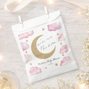 Sachets En Papier Au-Dessus De La Lune Nuages Roses Célestes Baby Sh