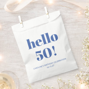 Sachets En Papier Audacieuse Typographie ivoire bleu moderne 50e ann