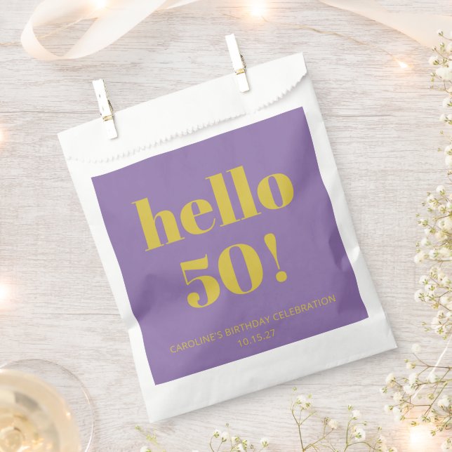 Sachets En Papier Audacieuse Typographie violet jaune moderne Annive (Coupé)