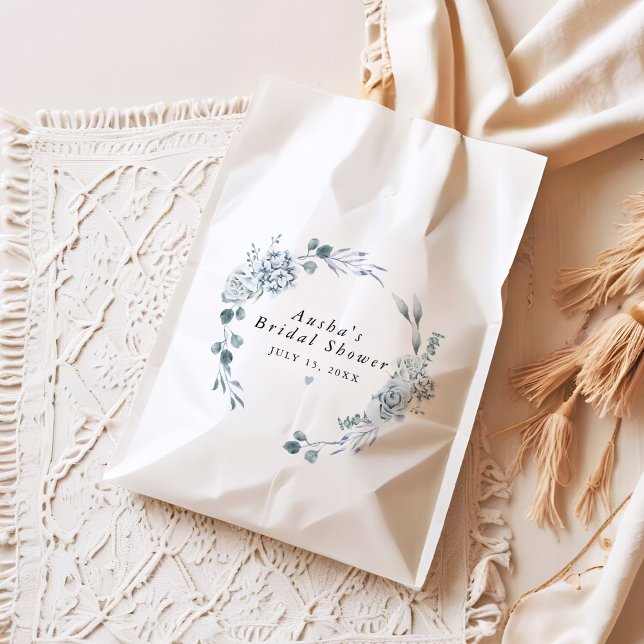 Sachets En Papier AUSHA Dusty Blue Floral Baby Shower Garçon (Créateur téléchargé)
