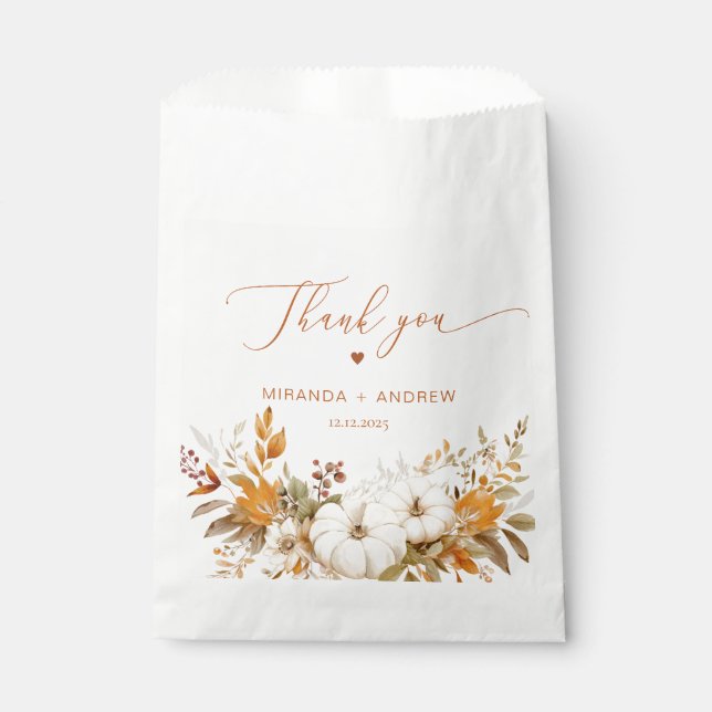 Sachets En Papier Automne Moderne Mariage en terre cuite Merci (Devant)