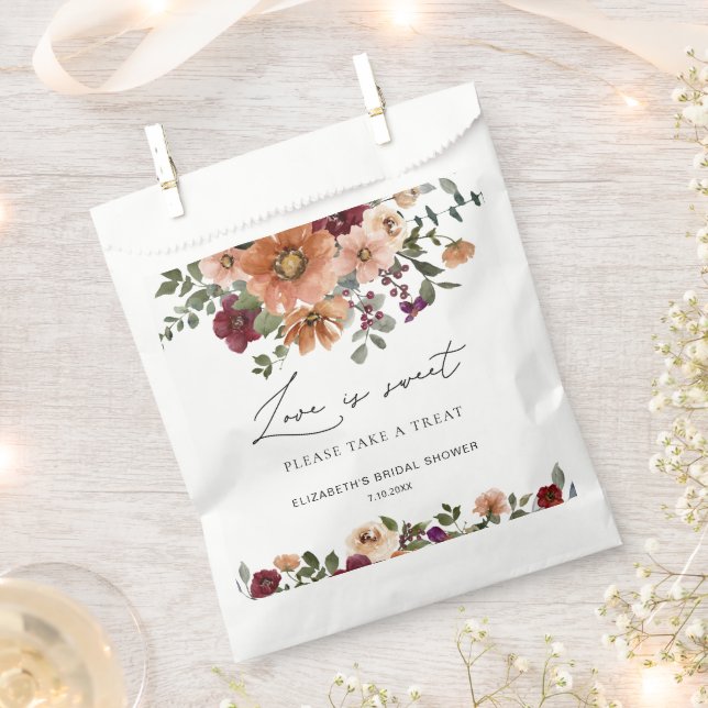 Sachets En Papier Automne Terracotta Bourgogne Floral L'amour est do (Coupé)