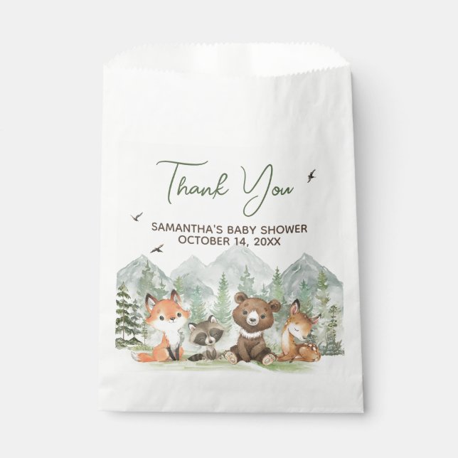 Sachets En Papier Aventure Commencer le Baby shower des animaux des  (Devant)