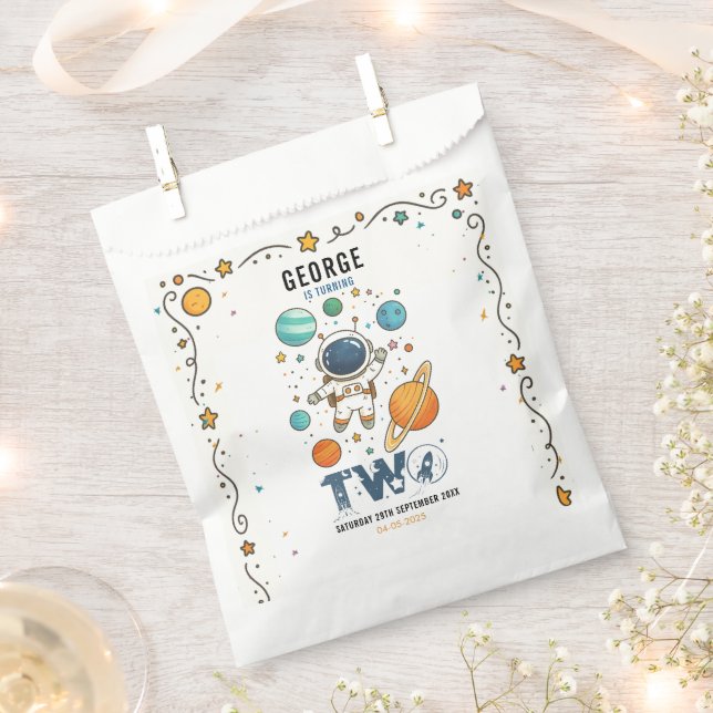 Sachets En Papier Aventure spatiale 2e anniversaire | Fête dans l'es (Coupé)