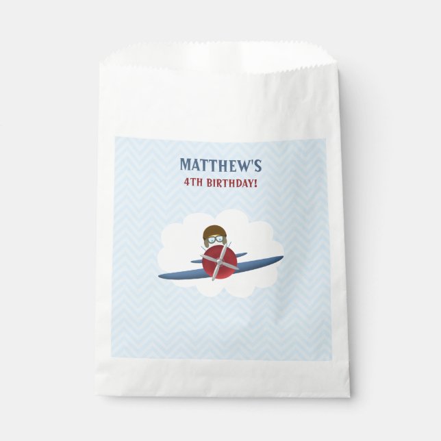 Sachets En Papier Aviateur et son avion (Devant)