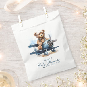 Sachets En Papier Avion en peluche ours en aquarelle Fête de naissan