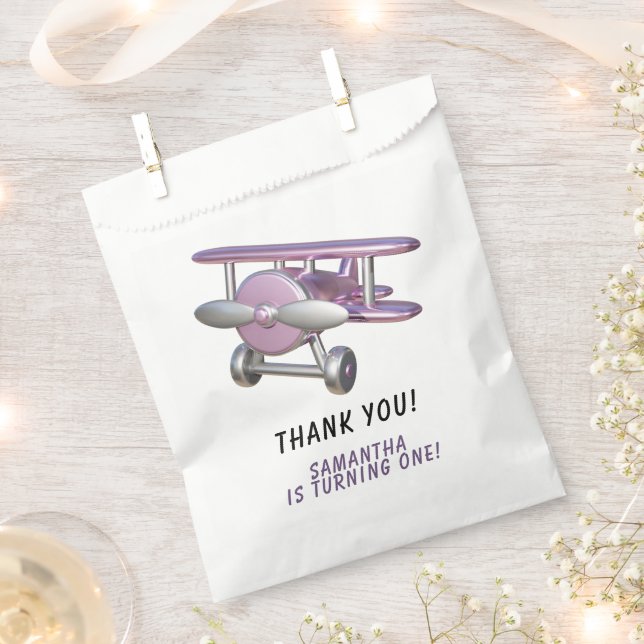 Sachets En Papier Avion Premier Anniversaire Merci (Coupé)